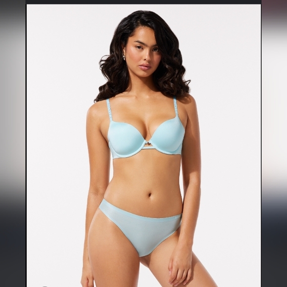 Savage "X" Fenty- light blue/Mint Green Microfiber T-Shirt Bra & Thong-36DD/S - Picture 6 of 8